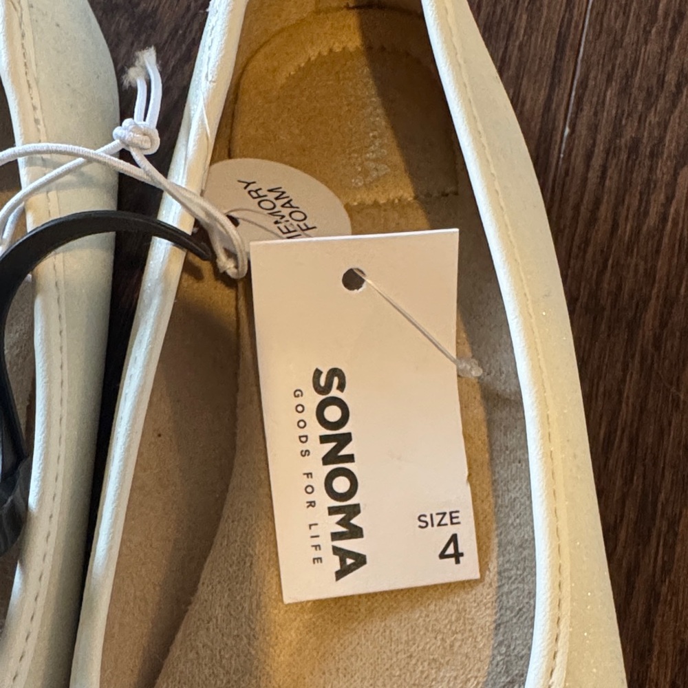 Sonoma Girls Glitter Ivory Ballet Flats Size 4 - Picture 2 of 5